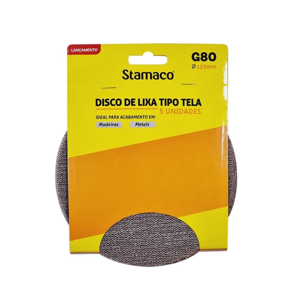 Lixa Tipo Tela 125mm Grao 80 5 Unidades STAMACO-10272
