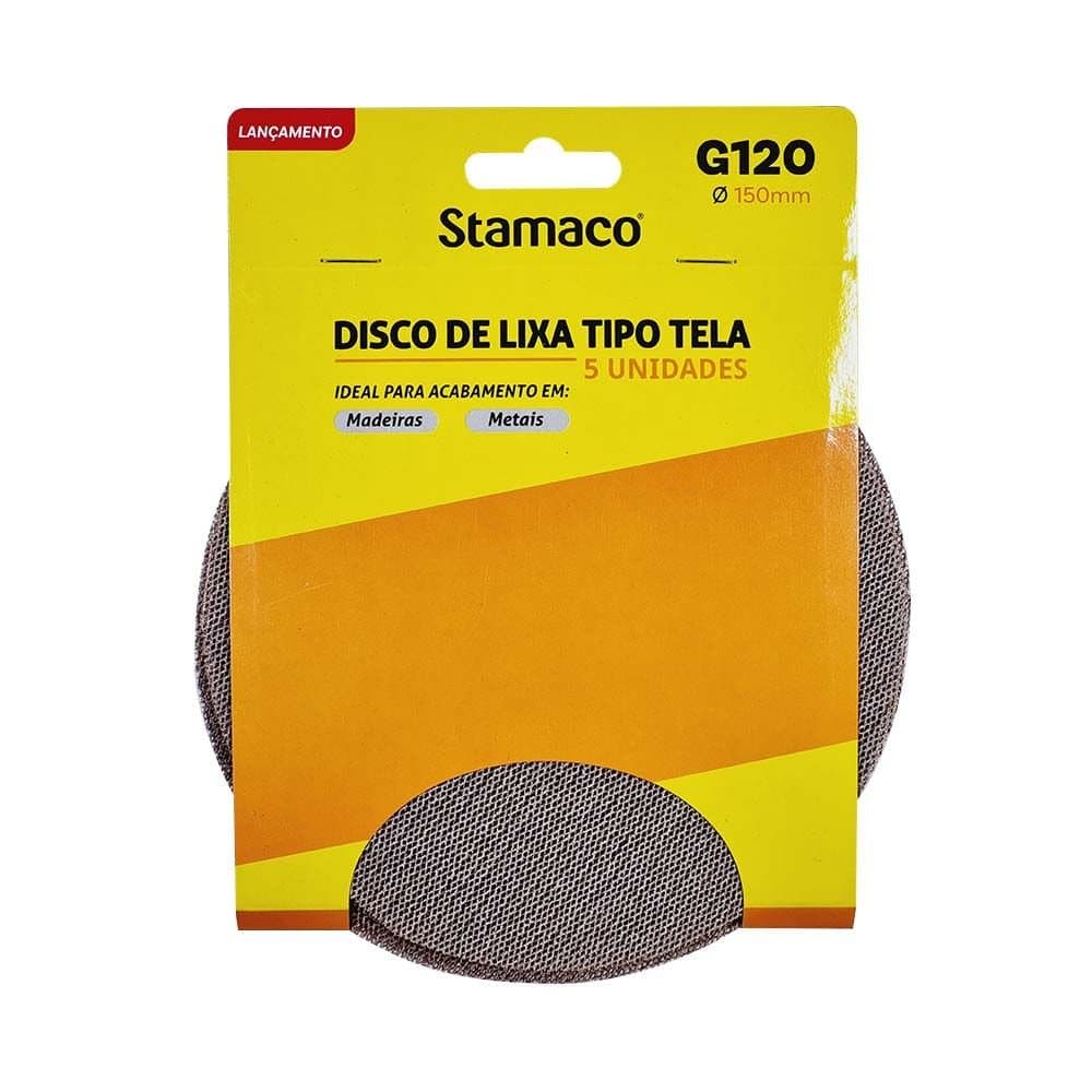 Lixa tipo Tela 150mm Grao 120 5 unidades STAMACO-10371