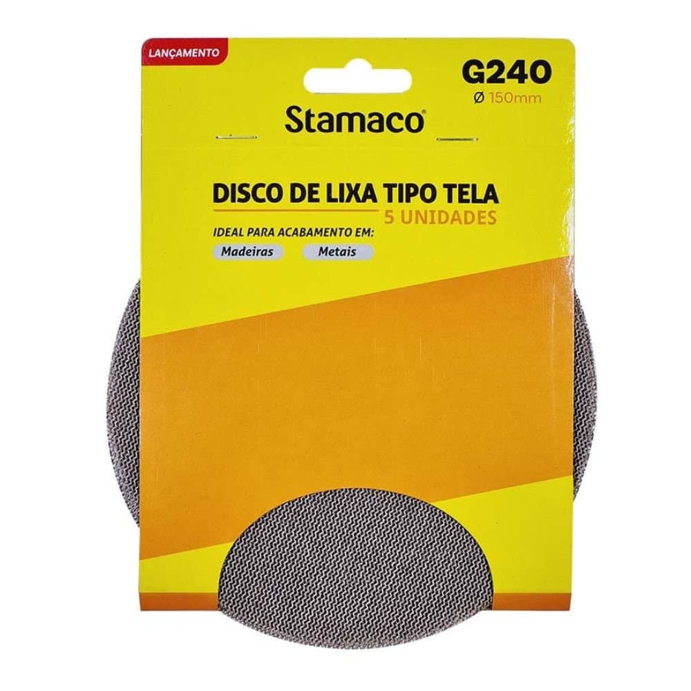 Lixa tipo Tela 150mm Grao 240 5 unidades STAMACO-10401