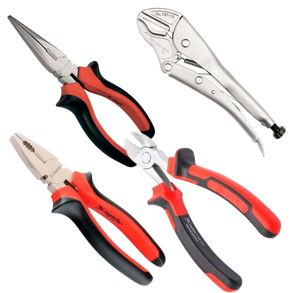 Combo com 4 Alicates Corte Universal Pressao e Bico Meia Cana MTX-K8234