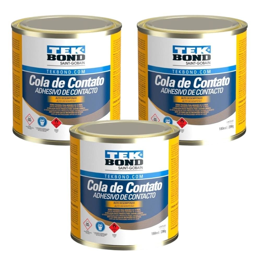 Kit com 3 Colas de Contato 200g TEKBOND-K8710