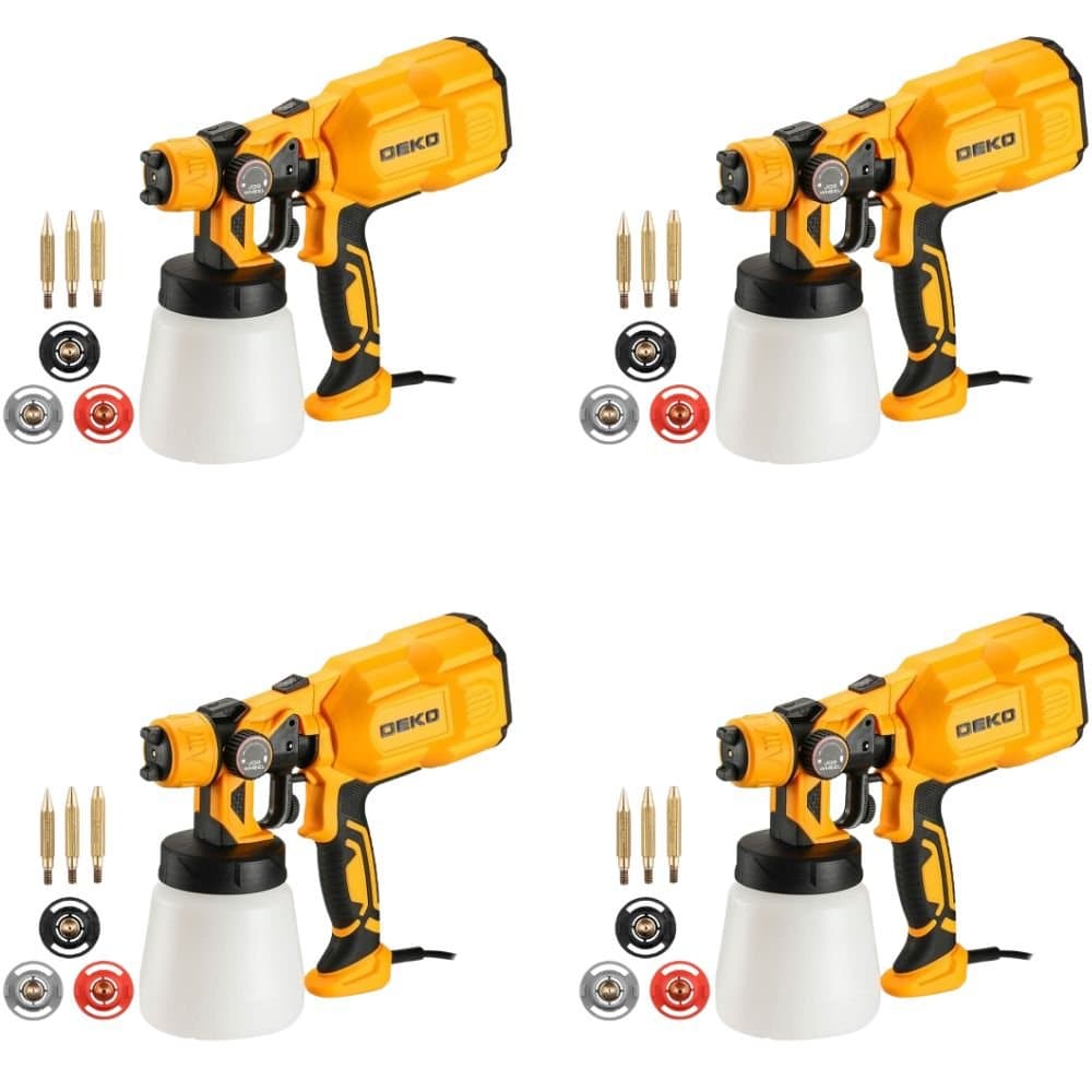 Kit com 4 Pistolas de Pintura Pulverizadora HVLP Eletrica 550W 220V 800ml 3 Bicos e Acessorios DEKO-K8858