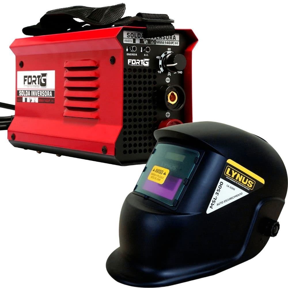 Combo Maquina de Solda Inversora MMA 170A Bivolt Mascara de Solda FORTGPRO-K9210