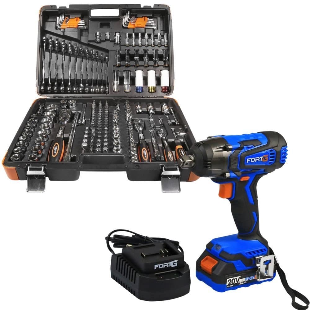 Combo Jogo de Ferramentas Completo 178 Pecas Chave de Impacto 12 Pol 350Nm 20V 2Ah ROBUST-K9632