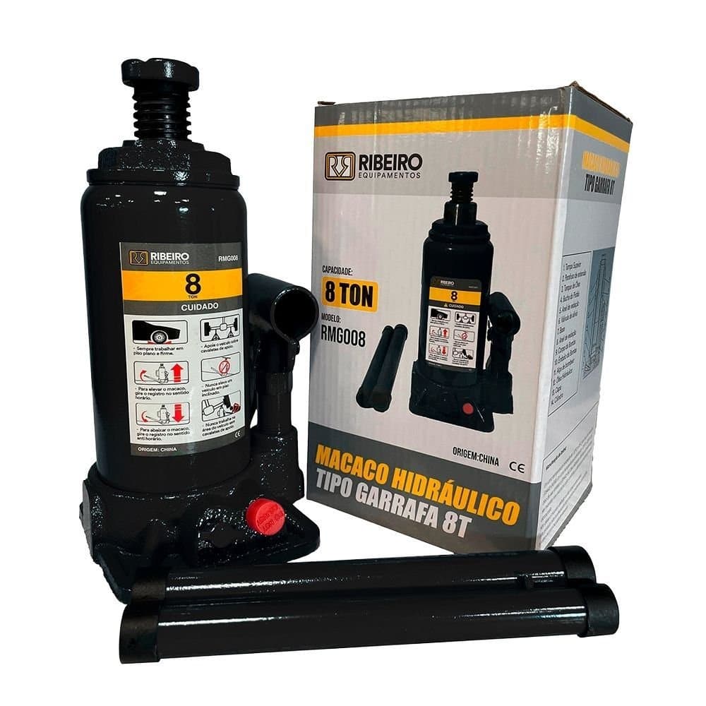 Macaco Garrafa Hidraulico 8 Toneladas Preto RMGI008 RIBEIRO-9273