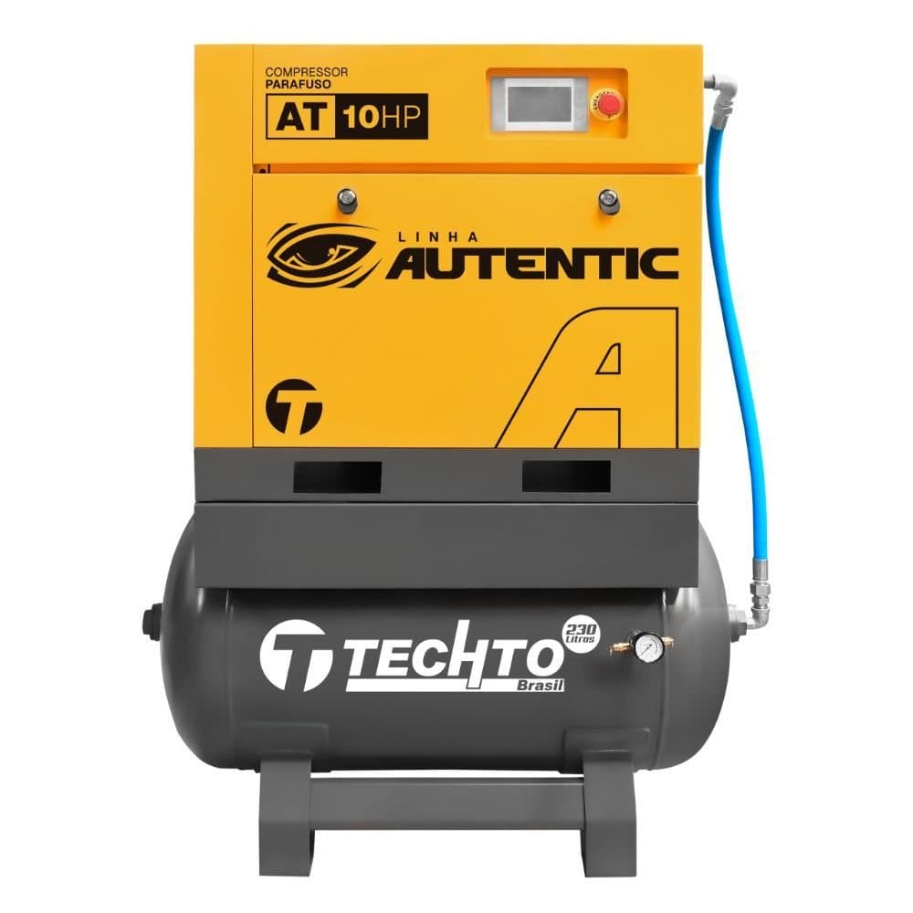 Compressor de Ar Parafuso 38 Pes 10HP 230 Litros 85 Bar 380V Trifasico Autentic AT RCH TECHTO-9759