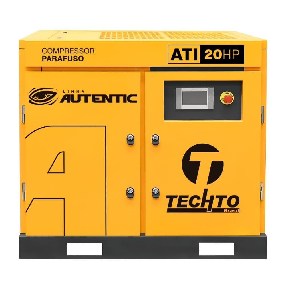 Compressor de Ar Parafuso 65 Pes 20HP 10 Bar 380V Trifasico com Ima Permanente Autentic ATI TECHTO-8844