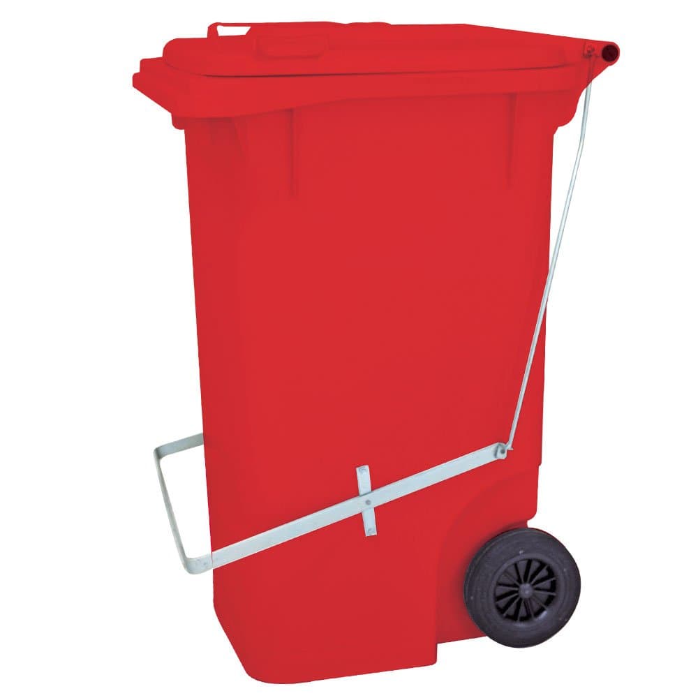 Cesto Gari Vermelho 120L com Rodas 200mm e Pedal BRALIMPIA-CP12VM