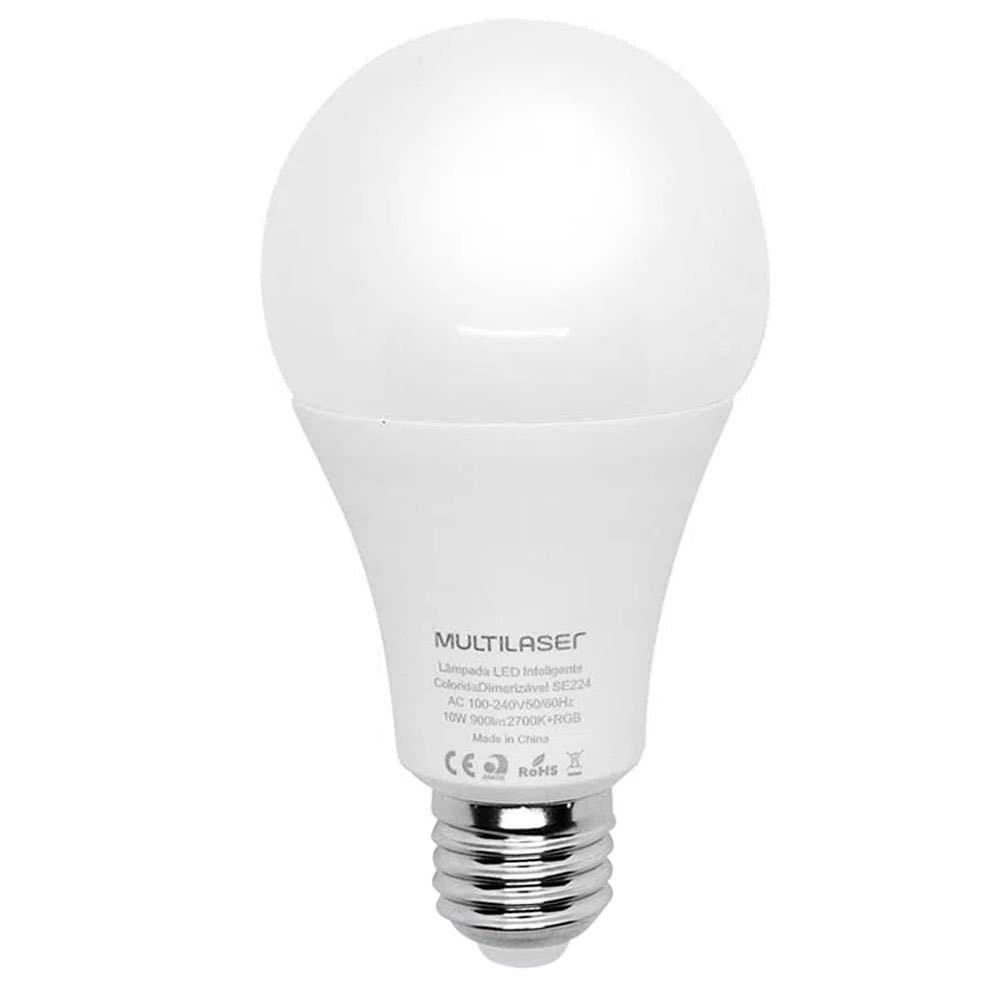 Lampada LED Branco Quente Inteligente Colorida com Conexao Wi-Fi MULTILASER-SE224