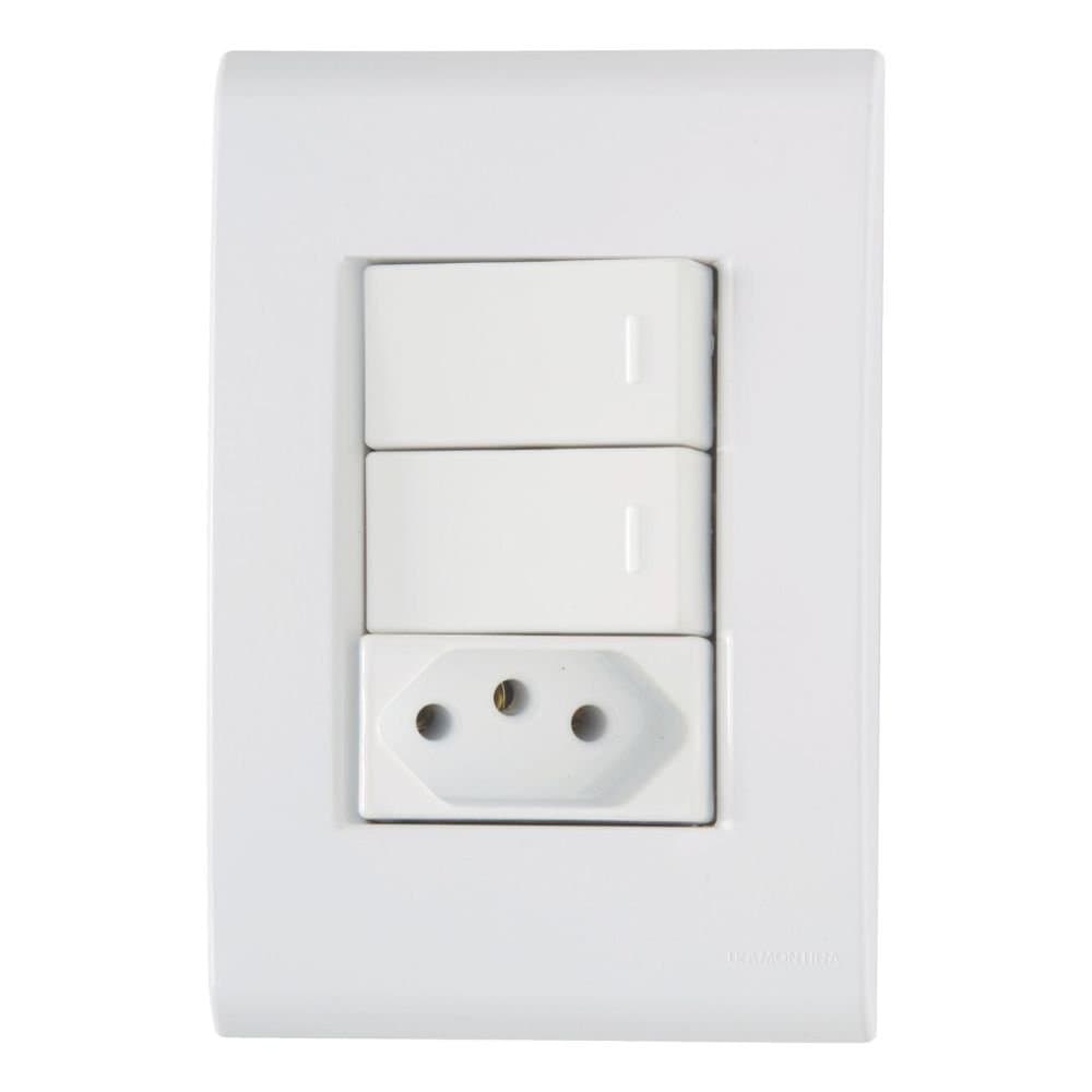 Conjunto 4x2 com 2 Interruptores Simples 10A 250V e Tomada 2PT 20A 250V TRAMONTINA-57170071