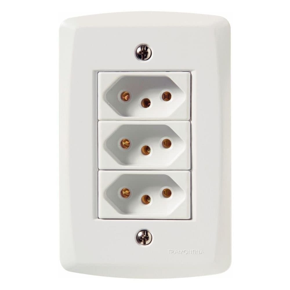 Conjunto de 3 Tomadas 2PT 10A 250V Branco TRAMONTINA-57145076