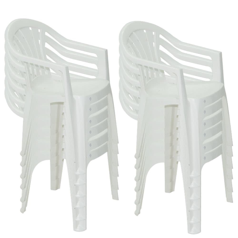 Kit com 12 Cadeiras com Bracos Bertioga Basic Branca TRAMONTINA-K7364