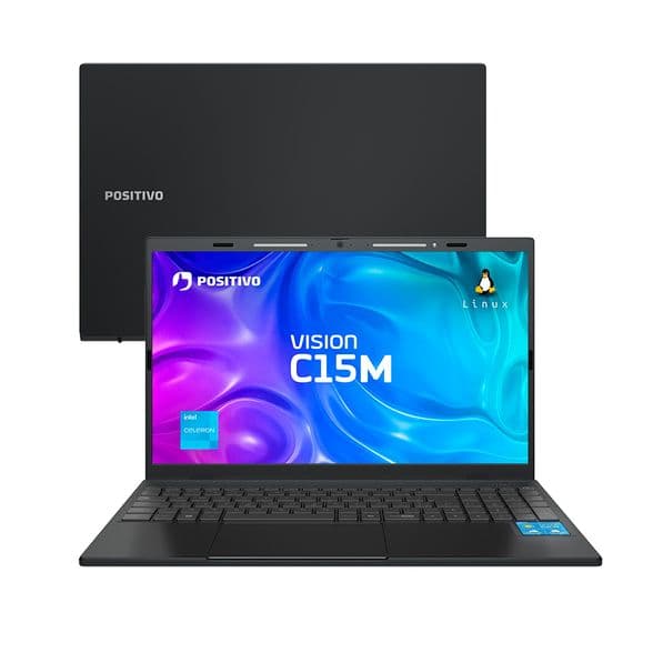 Notebook Positivo Vision C15M Intel Celeron N4500 Linux 8GB RAM 128GB e MMC 15.6" Full HD IPS - Minitela - Cinza
