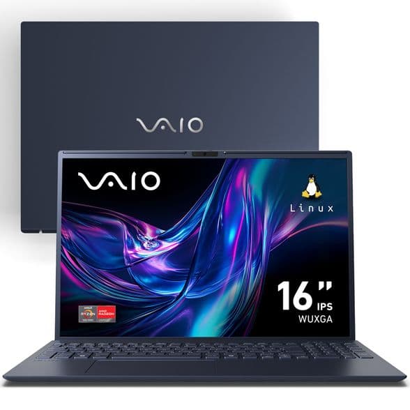 Notebook VAIO FE16 AMD Ryzen 5-5625U Linux 8GB RAM 512GB SSD 16" IPS WUXGA Antirreflexo - Cinza Grafite