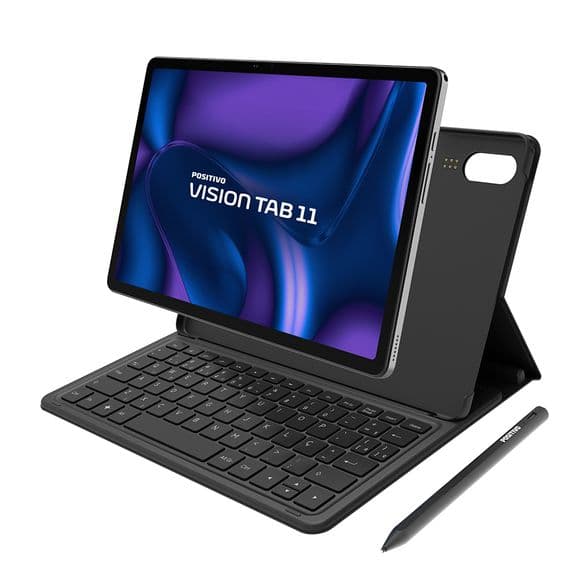 Tablet Positivo Vision TAB 11 com Capa Teclado e Caneta 4GB RAM 128GB 4G 11" Full HD Octa-Core - Preto