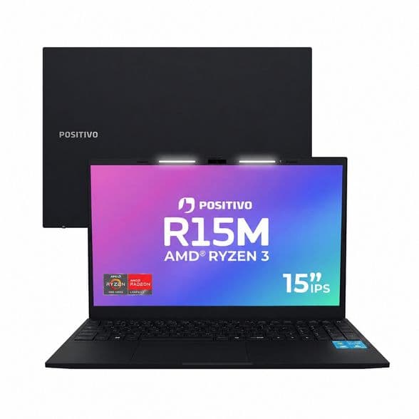 Notebook Positivo Vision R15M AMD Ryzen 3-7330U Linux 8GB RAM 256GB SSD Wi-Fi 6 Tela 15" Full HD IPS - Minitela - Preto
