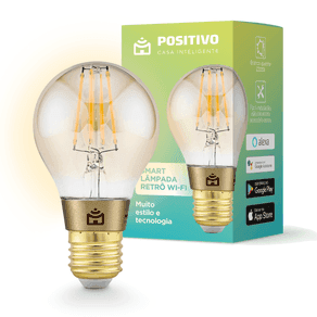 Smart Lâmpada Retrô Wi-Fi Positivo Casa Inteligente - E27 - 7W - Dourado/Ambar - Wi-Fi - 360° - Vida Útil 20.000h