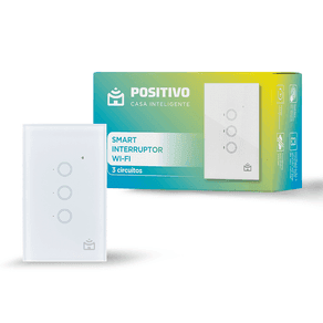 Smart Interruptor Wi-Fi Positivo Casa Inteligente - 3 Módulos Touch - 2000W - 10A - Wi-Fi - App/Google Assistente/Alexa