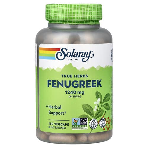 Solaray, True Herbs, Fenugreek, 180 VegCaps (620 mg per Capsule)