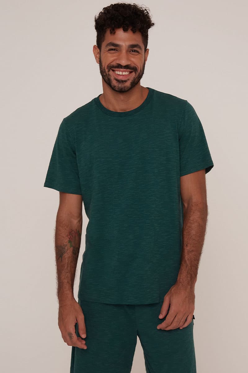 Camiseta Malha Flamê Verde Esmeralda